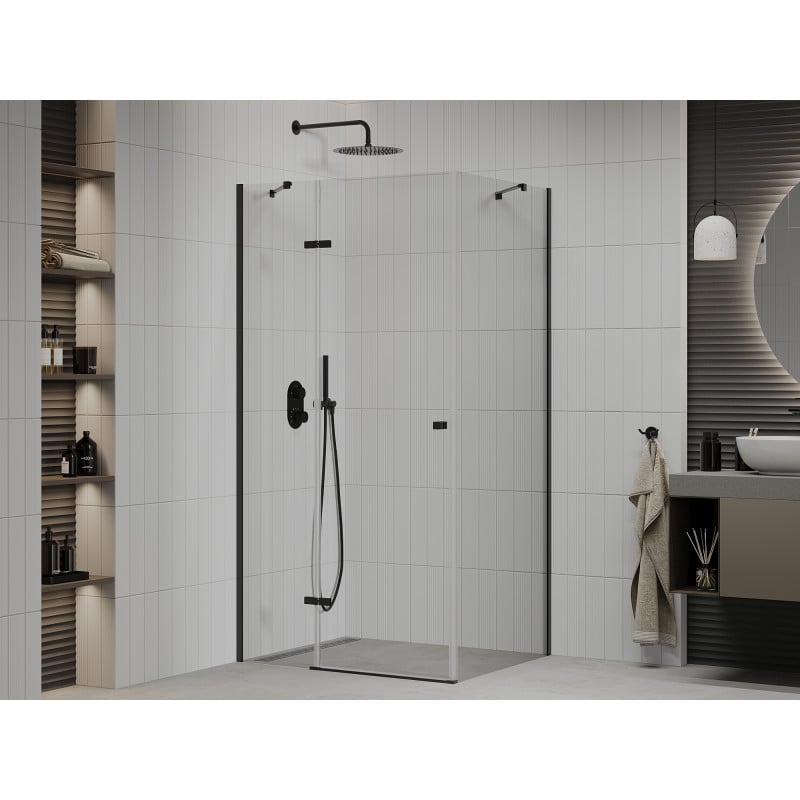 Mexen Roma pivot shower cabin 90 x 110 cm, transparent, black - 854-090-110-70-00