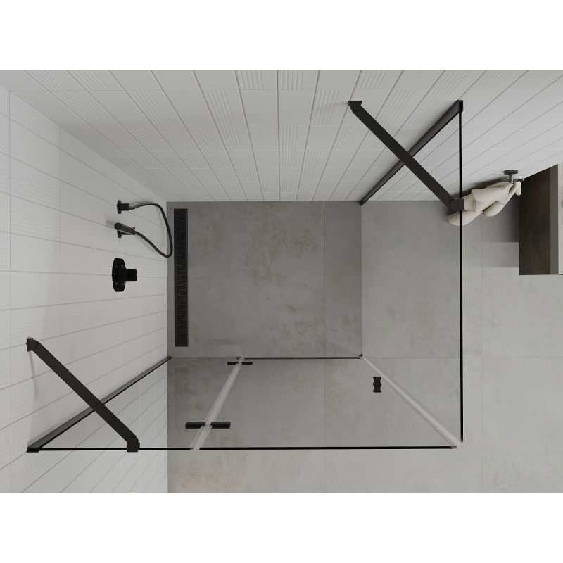 Mexen Roma Hinged Shower Enclosure 110 x 80 cm, Transparent, Black - 854-110-080-70-00