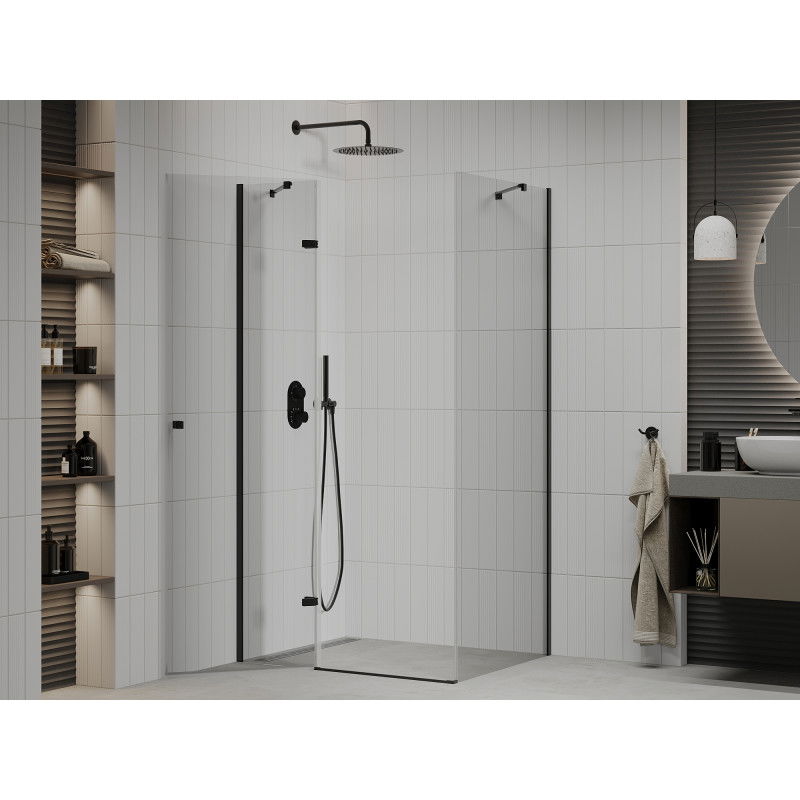 Mexen Roma hinged shower enclosure 120 x 70 cm, transparent, black - 854-120-070-70-00