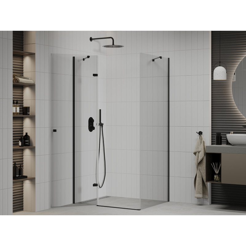 Mexen Roma pivot shower enclosure 120 x 80 cm, transparent, black - 854-120-080-70-00