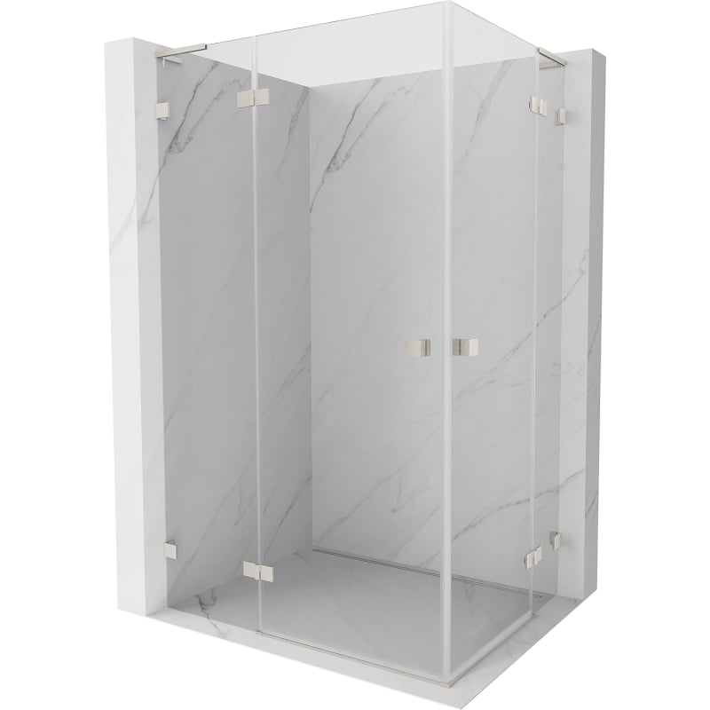 Mexen Lunar L Duo Pivot Shower Enclosure 110 x 105 cm, Transparent, Brushed Nickel - 834L-110L-105P-97-00