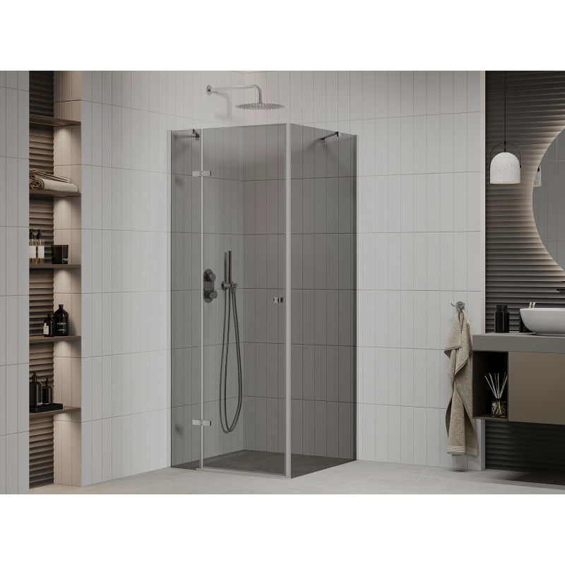 Mexen Roma shower cabin swinging 70 x 70 cm, graphite, chrome - 854-070-070-01-40