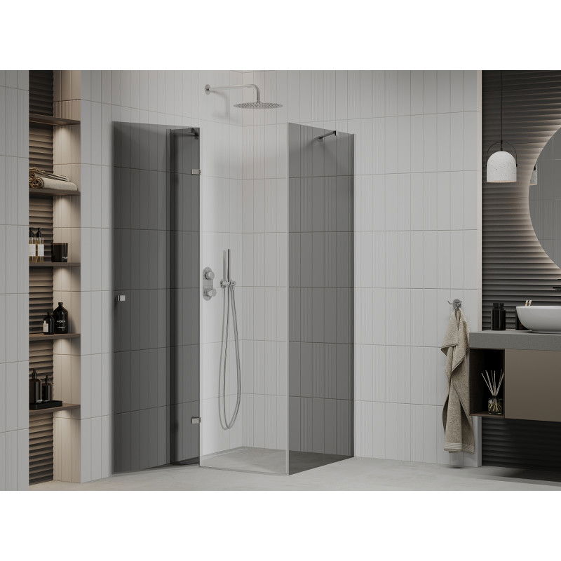 Mexen Roma 80 x 80 cm Hinged Shower Enclosure, Graphite, Chrome - 854-080-080-01-40