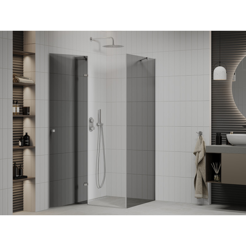 Mexen Roma pivot shower cabin 80 x 80 cm, graphite, chrome - 854-080-080-01-40