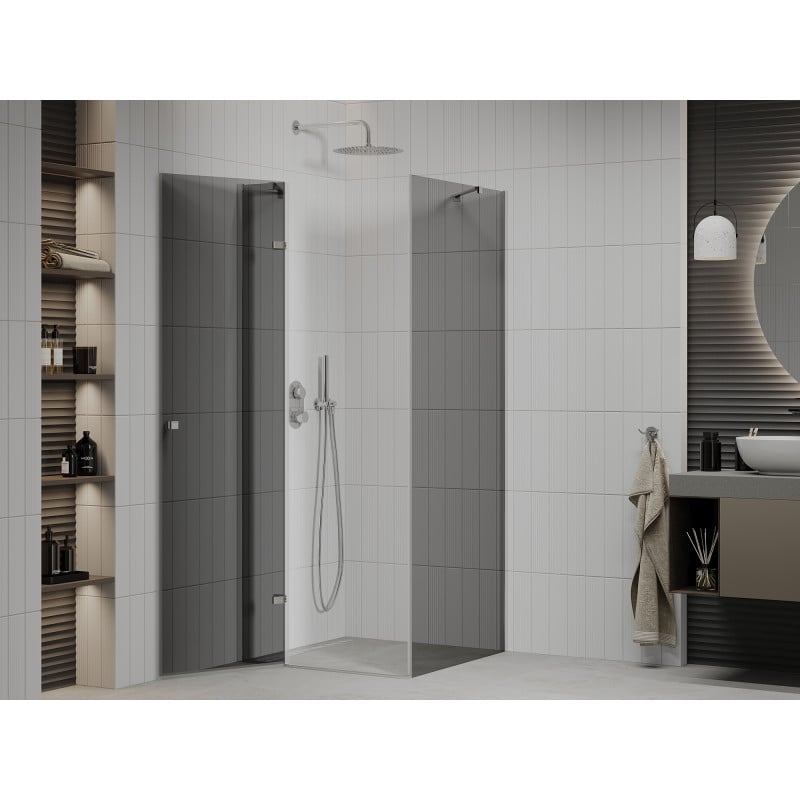 Mexen Roma 90 x 90 cm Hinged Shower Cabin, Graphite, Chrome - 854-090-090-01-40
