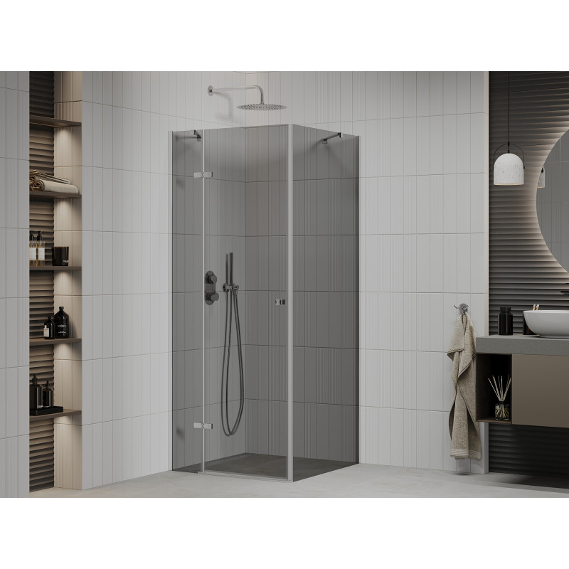 Mexen Roma 90 x 90 cm Hinged Shower Cabin, Graphite, Chrome - 854-090-090-01-40