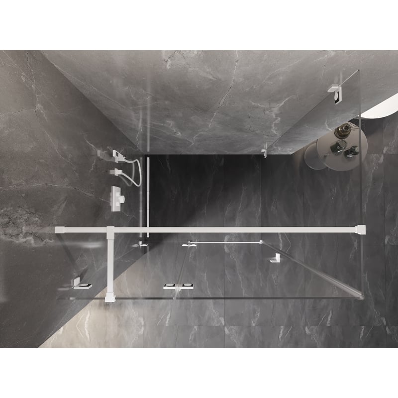 Mexen Lunar T Swing Shower Enclosure Left 135 x 100 cm, Transparent, White - 834T-135-100-20-00-L