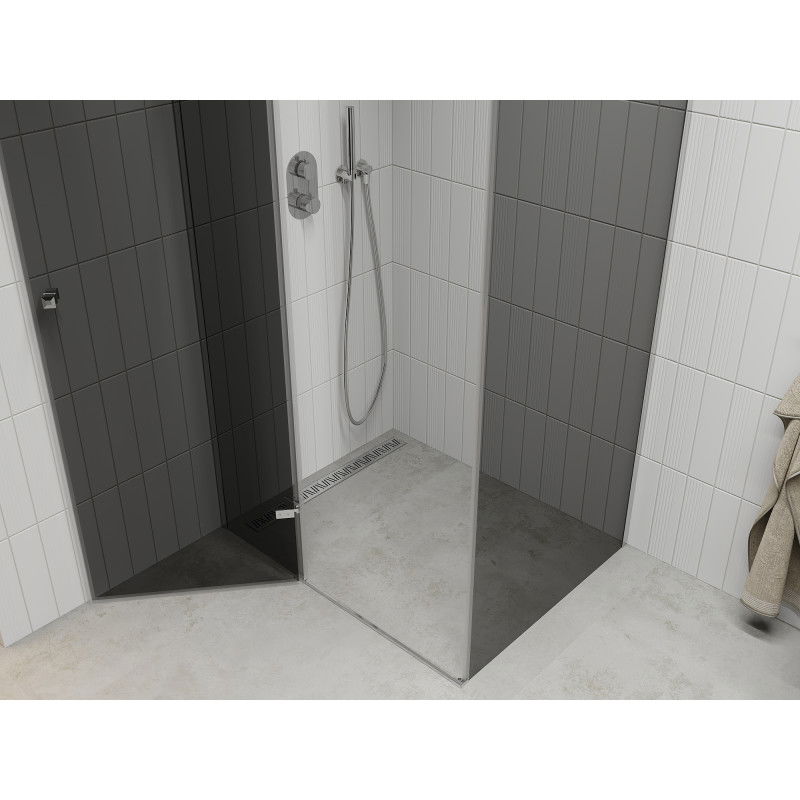 Mexen Roma hinged shower enclosure 90 x 80 cm, graphite, chrome - 854-090-080-01-40