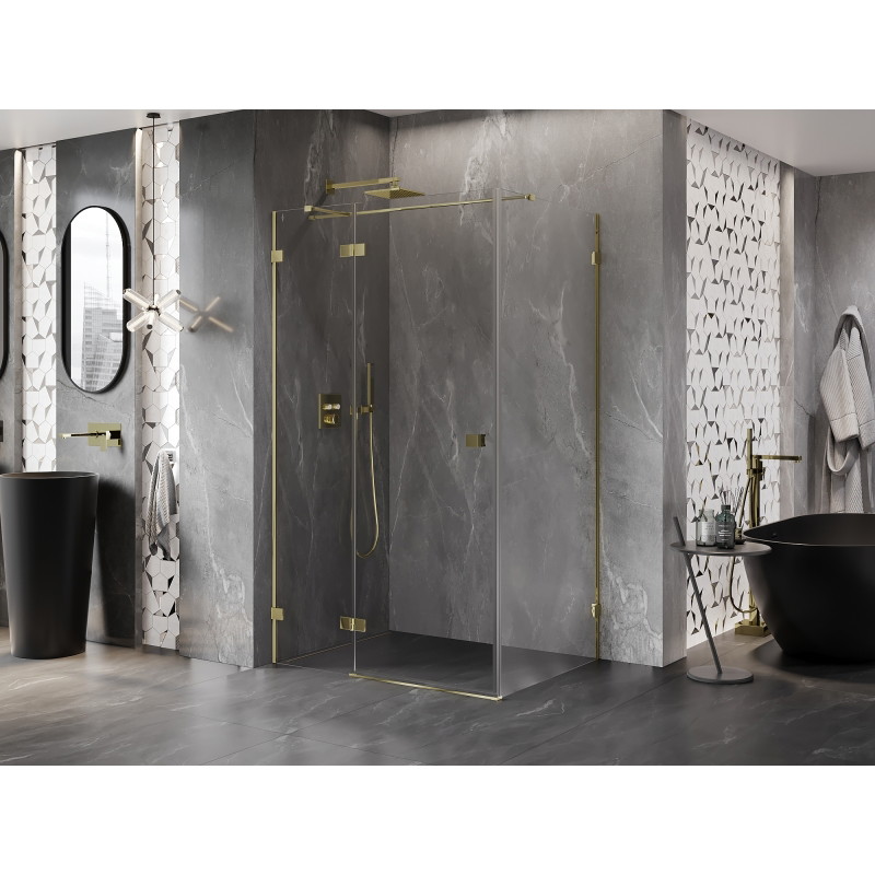 Mexen Lunar T pivot shower cabin left 110 x 80 cm, transparent, gold - 834T-110-080-50-00-L