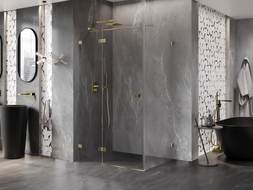 Mexen Lunar T pivot shower cabin left 110 x 80 cm, transparent, gold - 834T-110-080-50-00-L