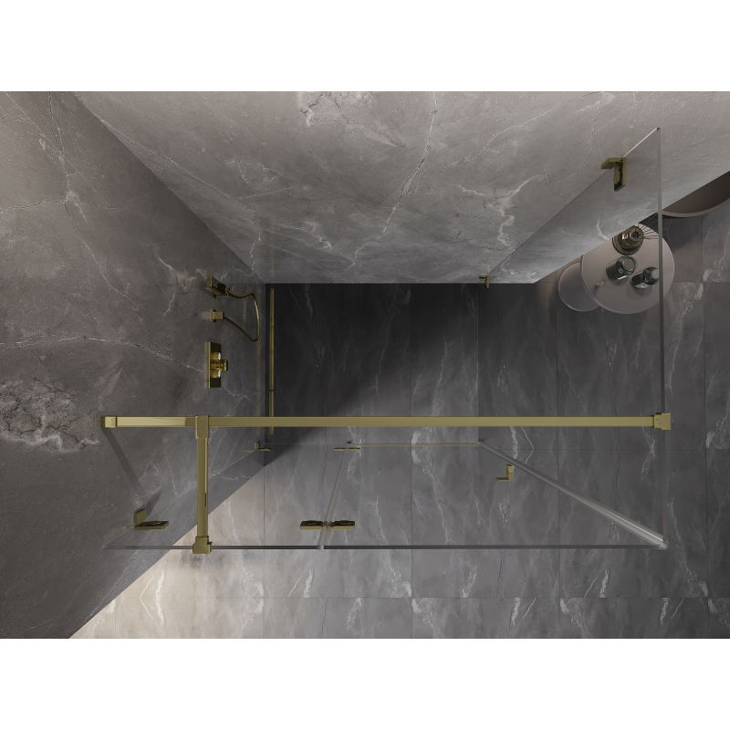 Mexen Lunar T shower enclosure, pivot left 140 x 80 cm, transparent, gold - 834T-140-080-50-00-L