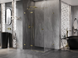 Mexen Lunar T shower cabin hinged left 120 x 90 cm, transparent, gold - 834T-120-090-50-00-L