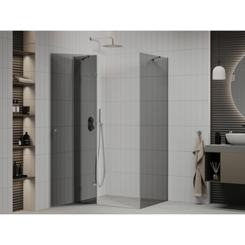 Mexen Roma Hinged Shower Enclosure 100 x 90 cm, Graphite, Chrome - 854-100-090-01-40