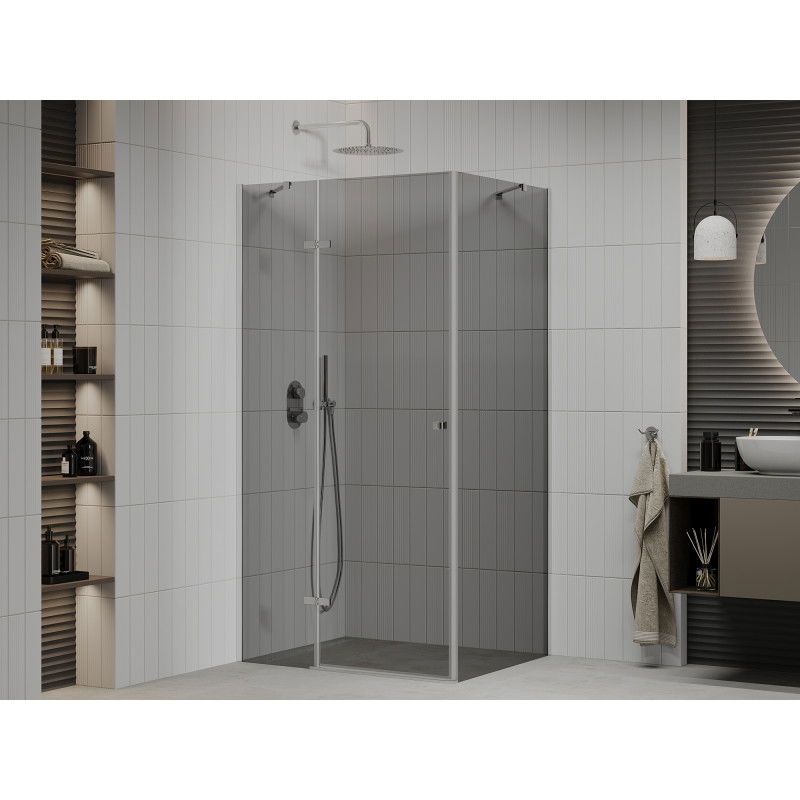 Mexen Roma 100 x 80 cm Hinged Shower Enclosure, Graphite, Chrome - 854-100-080-01-40