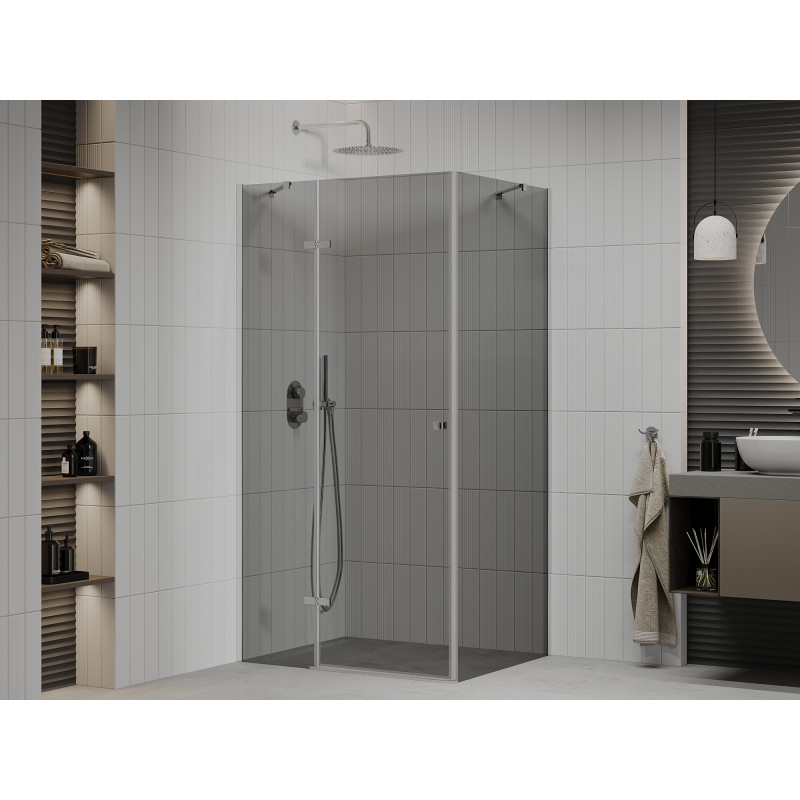 Mexen Roma swing shower cabin 100 x 80 cm, graphite, chrome - 854-100-080-01-40
