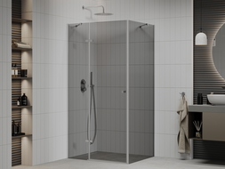 Mexen Roma hinged shower cubicle 100 x 80 cm, Graphite, Chrome - 854-100-080-01-40