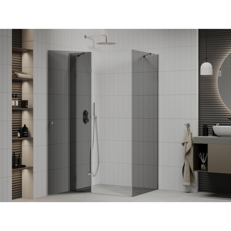 Mexen Roma 110 x 100 cm Pivot Shower Enclosure, Graphite, Chrome - 854-110-100-01-40