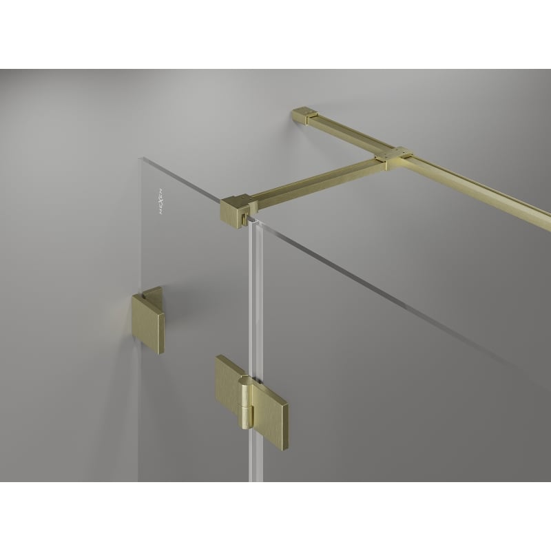 Mexen Lunar T left hinged shower enclosure 120 x 90 cm, transparent, brushed gold - 834T-120-090-55-00-L
