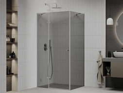 Mexen Roma 120 x 90 cm Hinged Shower Enclosure, Graphite, Chrome - 854-120-090-01-40