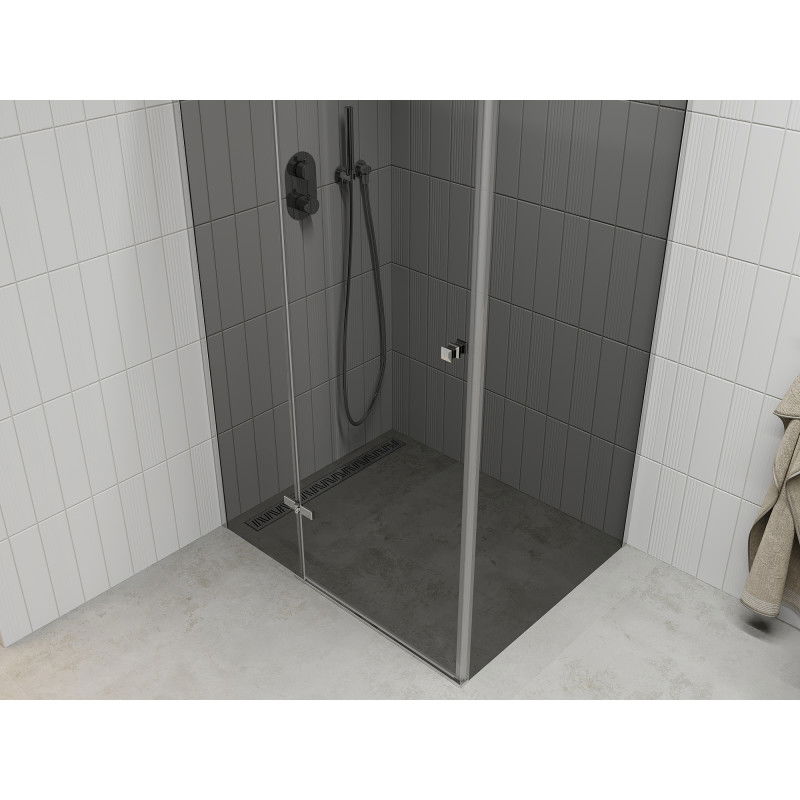 Mexen Roma Hinged Shower Enclosure 120 x 100 cm, Graphite, Chrome - 854-120-100-01-40