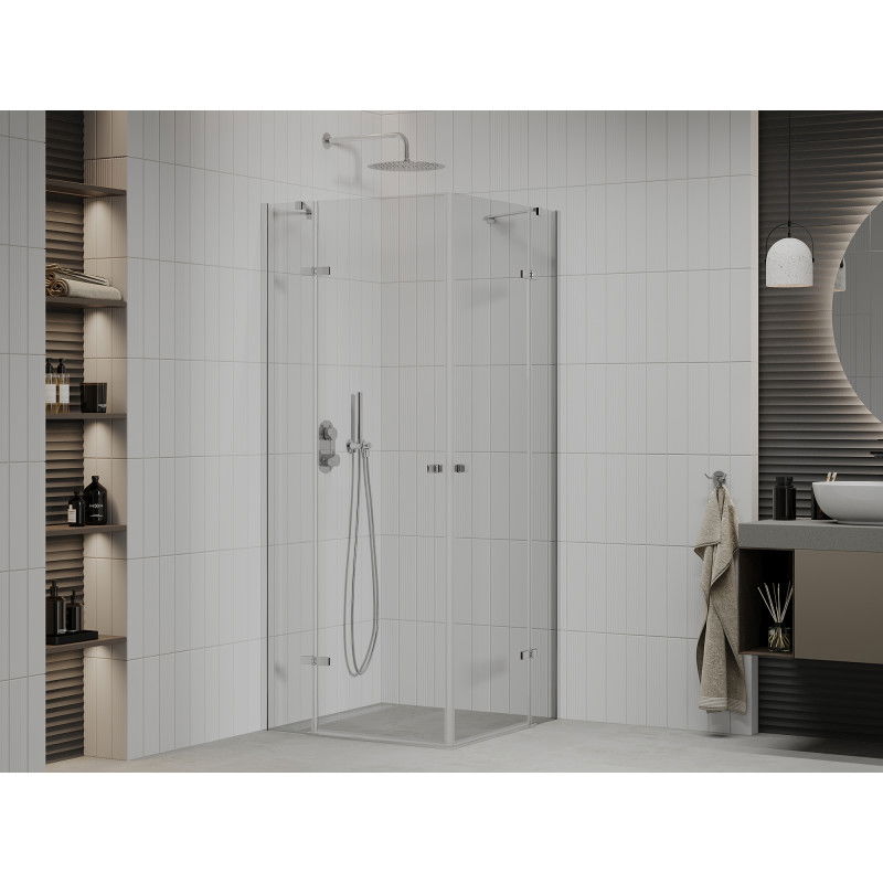 Mexen Roma Duo 80 x 80 cm Pivot Shower Enclosure, Clear, Chrome - 854-080-080-02-00