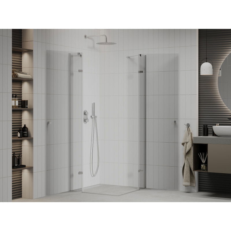 Mexen Roma Duo 80 x 80 cm Pivot Shower Enclosure, Clear, Chrome - 854-080-080-02-00