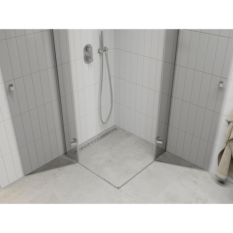 Mexen Roma Duo 90 x 90 cm Pivot Shower Enclosure, Transparent, Chrome - 854-090-090-02-00