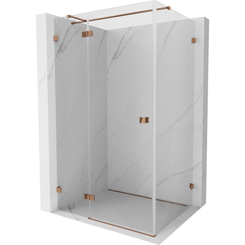 Mexen Lunar T left hinged shower enclosure 130 x 120 cm, transparent, rose gold - 834T-130-120-60-00-L