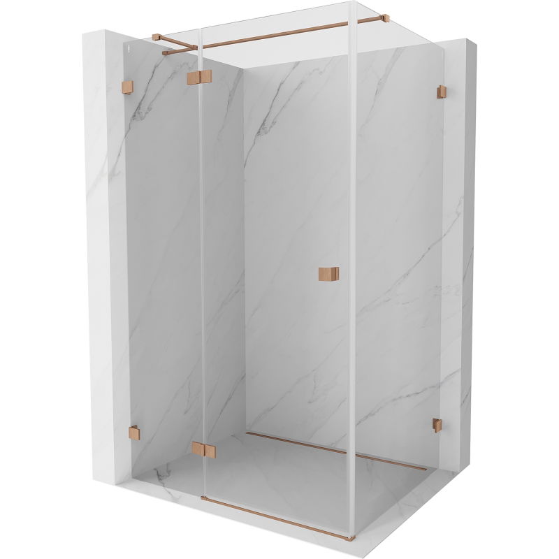 Mexen Lunar T left swing shower enclosure 130 x 90 cm, transparent, brushed copper - 834T-130-090-65-00-L
