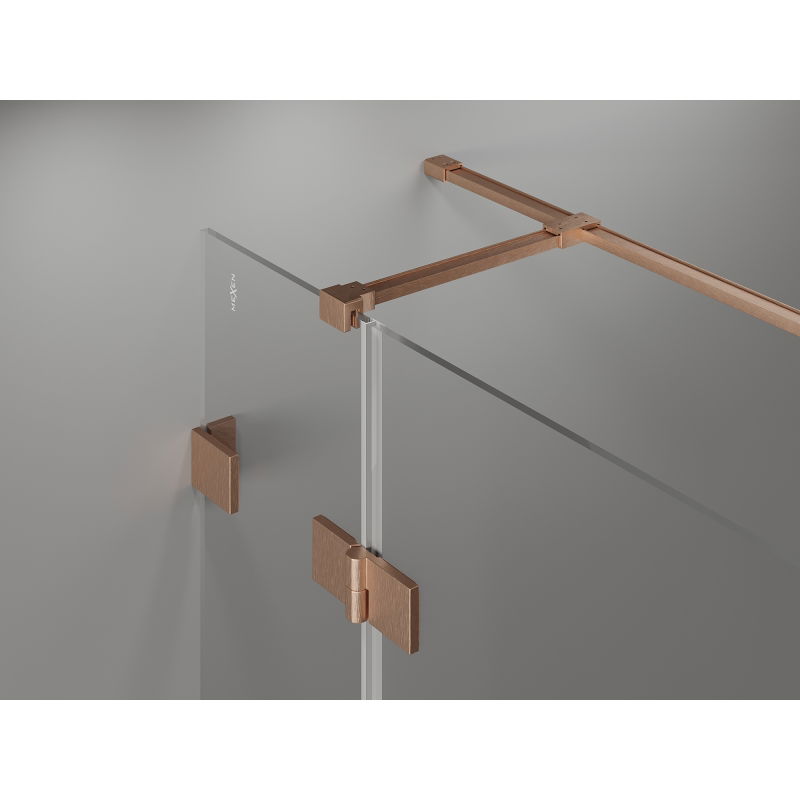 Mexen Lunar T left hinged shower enclosure 125 x 110 cm, transparent, brushed copper - 834T-125-110-65-00-L