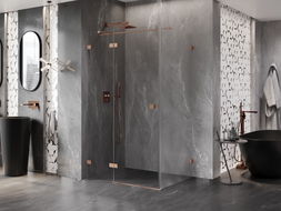 Mexen Lunar T left pivot shower cabin 135 x 120 cm, transparent, brushed copper - 834T-135-120-65-00-L