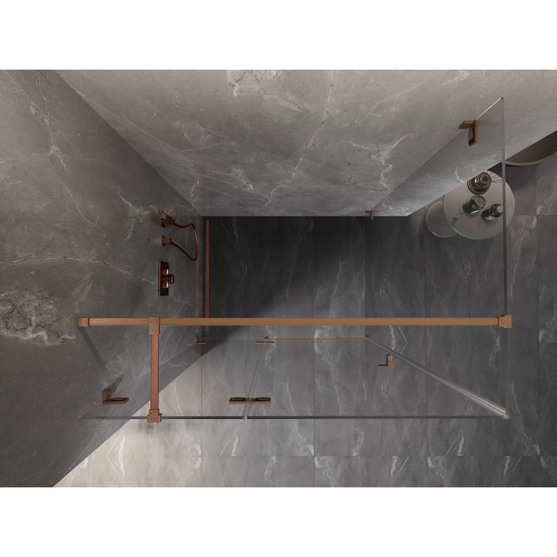 Mexen Lunar T left pivot shower cabin 135 x 120 cm, transparent, brushed copper - 834T-135-120-65-00-L