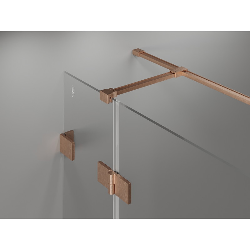Mexen Lunar T left pivot shower cabin 135 x 120 cm, transparent, brushed copper - 834T-135-120-65-00-L