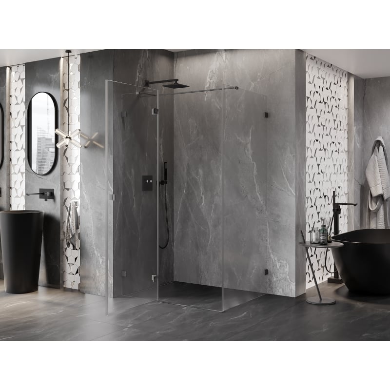 Mexen Lunar T left hinged shower enclosure 130 x 70 cm, transparent, brushed gun gray - 834T-130-070-66-00-L