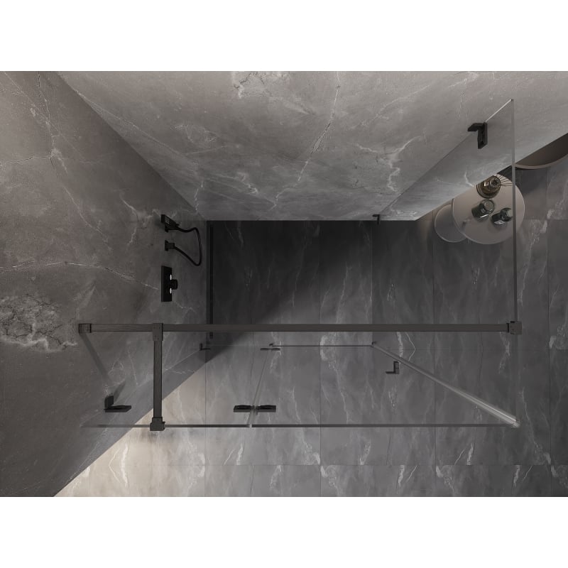 Mexen Lunar T Shower Enclosure Left Hinged 140 x 70 cm, Clear, Brushed Gun Gray - 834T-140-070-66-00-L