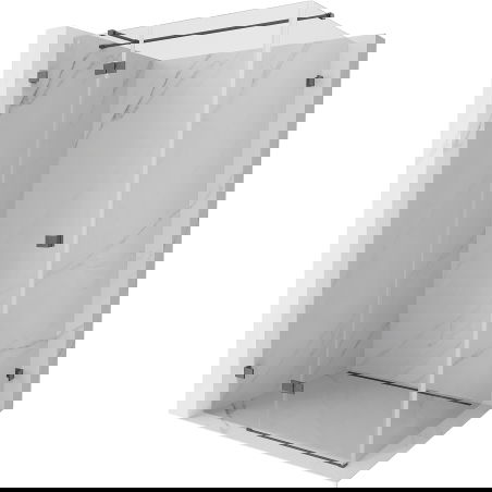 Mexen Lunar T Shower Enclosure Left Hinged 140 x 70 cm, Clear, Brushed Gun Gray - 834T-140-070-66-00-L