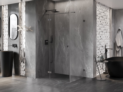 Mexen Lunar T left swing shower enclosure 120 x 90 cm, transparent, brushed gun gray - 834T-120-090-66-00-L