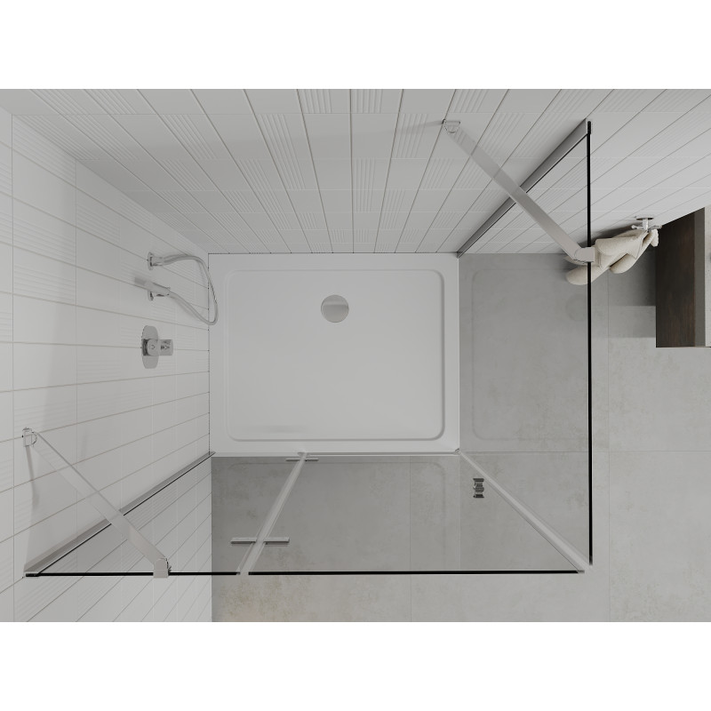 Mexen Roma pivot shower enclosure 90 x 100 cm, transparent, chrome + Flat tray - 854-090-100-01-00-4010