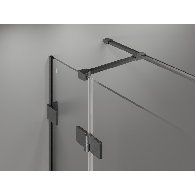 Mexen Lunar T left pivot shower enclosure 130 x 110 cm, transparent, gun gray brushed - 834T-130-110-66-00-L
