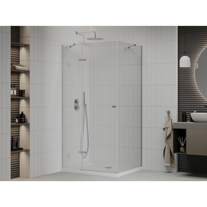 Mexen Roma Shower Enclosure Swing 110 x 80 cm, Transparent, Chrome + Flat Tray - 854-110-080-01-00-4010