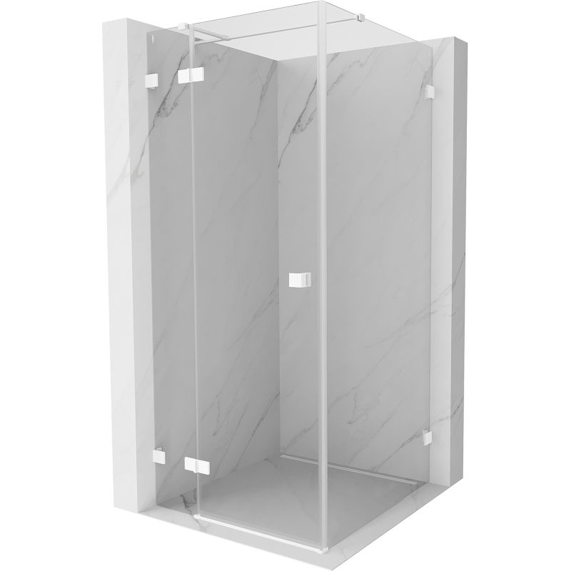 Mexen Lunar T Left Hand Hinged Shower Enclosure 110 x 110 cm, Transparent, White - 834T-110-110-20-00-L