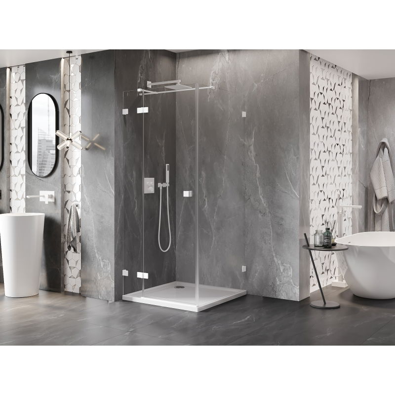 Mexen Lunar T Left-Hinged Shower Enclosure 120 x 120 cm, Transparent, White - 834T-120-120-20-00-L