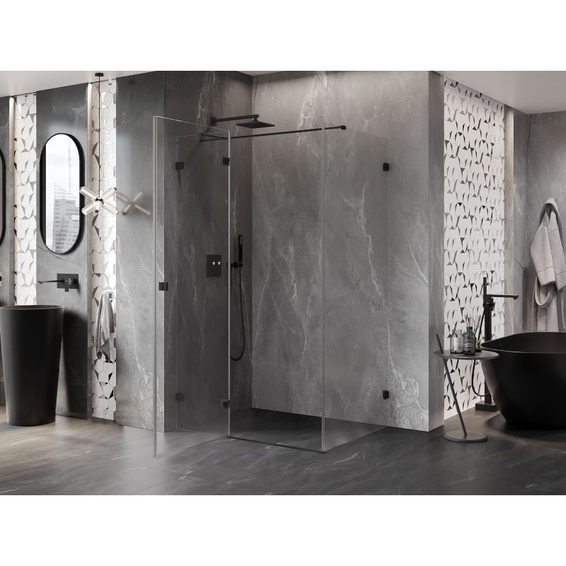 Mexen Lunar T left-hinged shower enclosure 125 x 100 cm, transparent, black - 834T-125-100-70-00-L