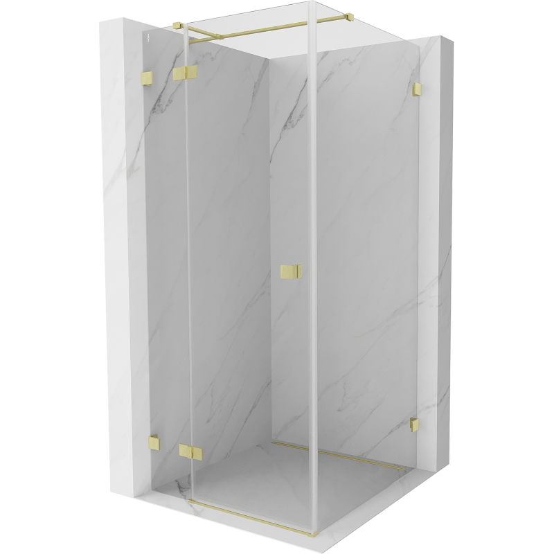 Mexen Lunar T 110 x 110 cm Left Hinged Shower Enclosure, Transparent, Brushed Gold - 834T-110-110-55-00-L