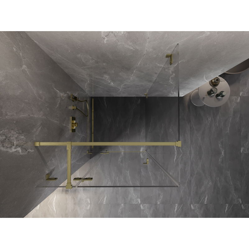 Mexen Lunar T 110 x 110 cm Left Hinged Shower Enclosure, Transparent, Brushed Gold - 834T-110-110-55-00-L