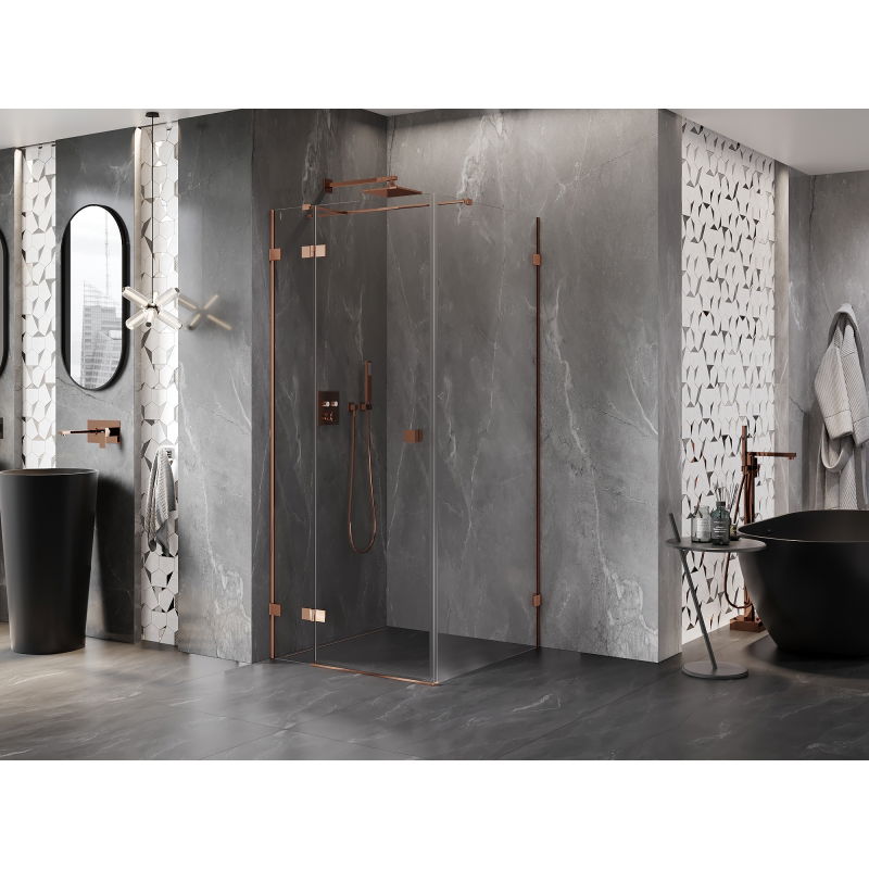 Mexen Lunar T left opening shower cabin 120 x 120 cm, transparent, rose gold - 834T-120-120-60-00-L