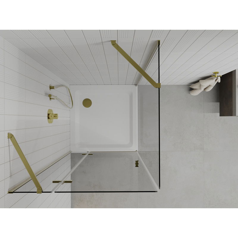 Mexen Roma Shower Enclosure with Hinged Doors 70 x 70 cm, Transparent, Gold + Flat Tray - 854-070-070-50-00-4010