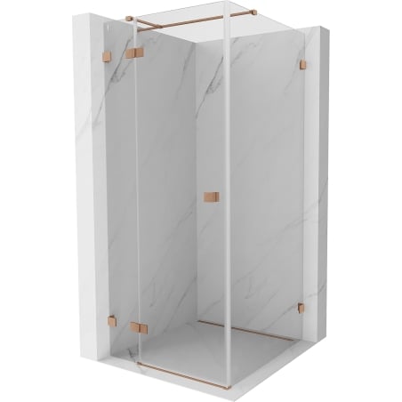 Mexen Lunar T shower enclosure hinged left 120 x 120 cm, transparent, brushed copper - 834T-120-120-65-00-L