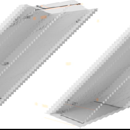 Mexen Lunar T shower enclosure pivot left 120 x 120 cm, transparent, brushed copper - 834T-120-120-65-00-L