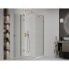 Mexen Roma Shower Enclosure Hinged 90 x 90 cm, Transparent, Gold + Flat Tray - 854-090-090-50-00-4010
